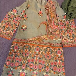 Elegant Paisley Embroidered Long Sleeve Dress